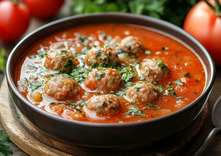 Томатный суп с фрикадельками: сытный домашний обед, который согреет в морозный день
