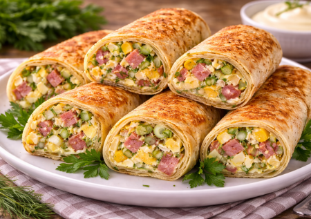 Безумно вкусный завтрак из лаваша за 10 минут — рулетики, которые просят готовить снова и снова