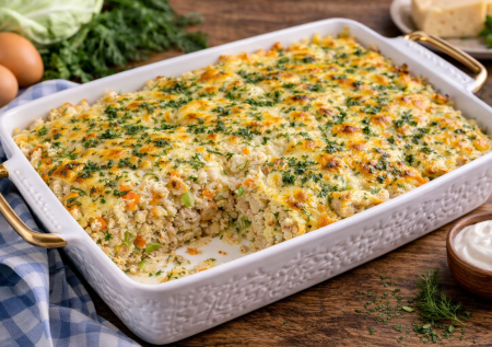 Она для похудения, но её обожает вся семья — вкусная капустная запеканка