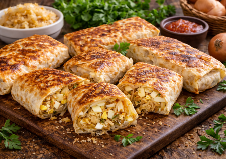 Ленивые пирожки из тонкого лаваша с капустой и яйцом — быстро, сытно и очень вкусно