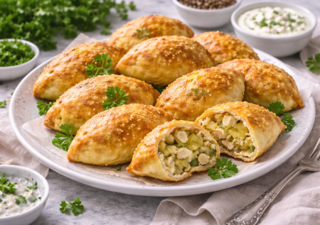 Мини-курники на ужин: мягкое тесто на кефире и сочная начинка — уютный аромат на весь дом