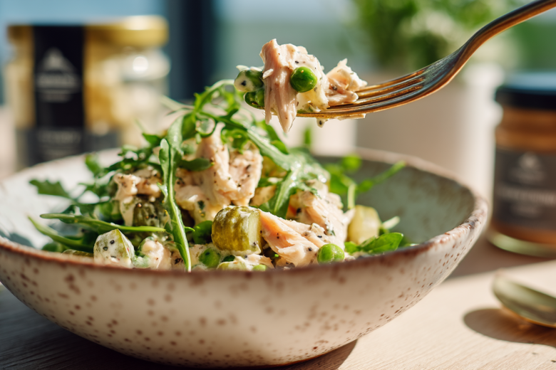 Быстрый салат с копченой курицей — добавим зелёных ингредиентов для вкуса