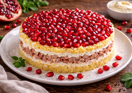 Праздничный салат «Рубиновый шик»: нежный, сытный и очень эффектный — он будет с вами на любое застолье