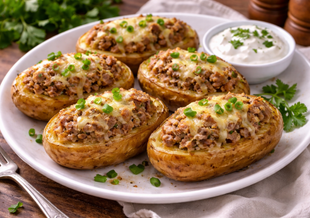 Картошка в мундире снова в моде, тем более так. Шикарно, сытно и по-домашнему вкусно