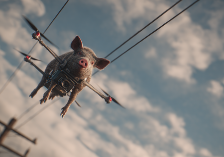 Фермер запустил свинью в небо и лишил деревню света