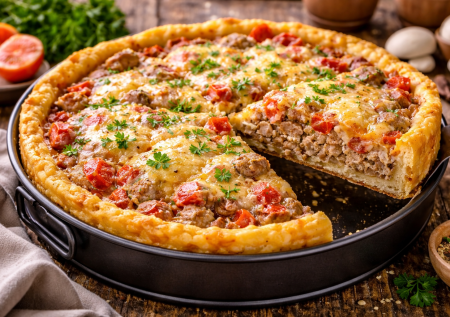 А тесто тут из вареной картошки: открытый мясной пирог — невероятно вкусный и простой