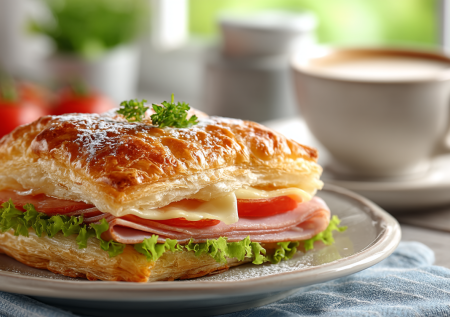 Вместо лепешек по старинке готовлю завтраки со слоеным тестом: получаются хрустящие сэндвичи