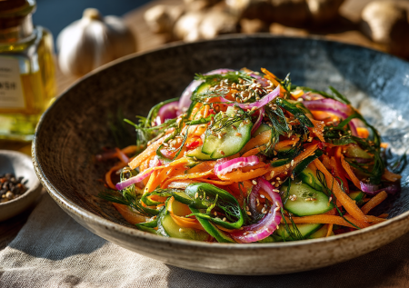 Бюджетный салат, который съедают первым: «Простушка» с необычной заправкой превращает простые овощи в яркое блюдо