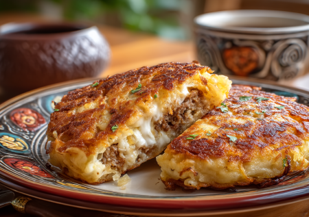 Соединяю мясо с картошкой, получаются отбивные «Медвежья лапа»: горячее из обычных продуктов