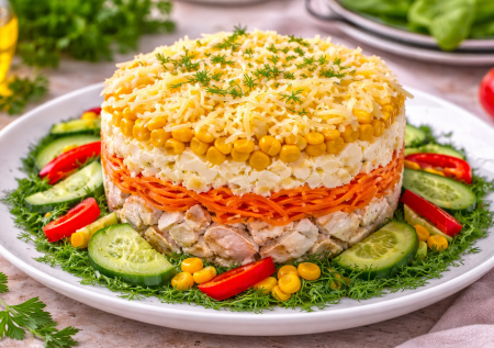 Быстрый салат «Фантазия» — эффектное блюдо, которое всегда становится звездой стола