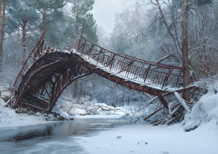Соединявший две улицы пешеходный мост обрушился в российском регионе