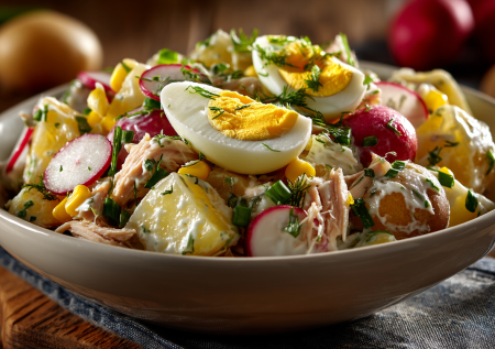 Вкуснотища: салат с копченой курицей и яйцами дома