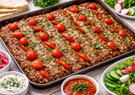 Делаю прямо пластом на противне — ленивый люля-кебаб: вкусно и не надо стоять и жарить котлеты