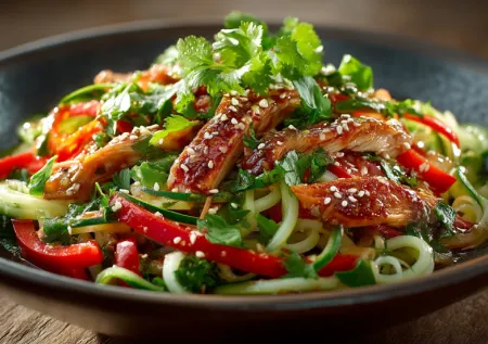 Остро-сладкий салат с копченой курицей: быстрый ужин с азиатским характером