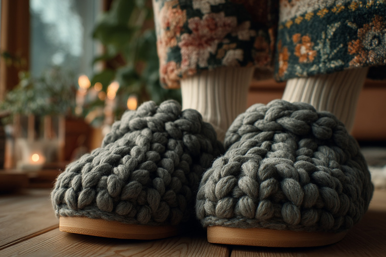 Вяжем теплые «садовые» чуни из толстой пряжи своими руками