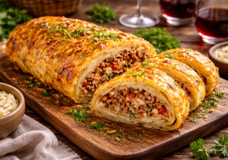 Картофельный рулет — король застолья: всё та же картошка и фарш, но завернём так, что все оближутся