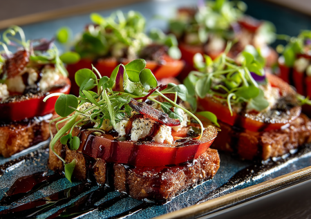 Закуска на помидорах: фасолевый паштет с грецкими орехами и чесноком. Постный сытный изысканный рецепт за 15 минут