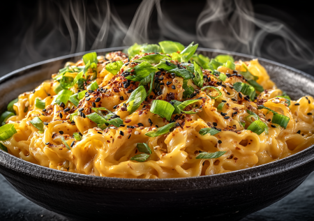 Сырный бульдак — лапша с кремово-сырным соусом гауда. Готовится за 5 минут, а вкус — как в корейском пабе! Идеальный быстрый ужин