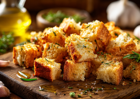 Черствый багет превращается в деликатес — как за полчаса приготовить ароматные домашние сухарики вкуснее магазинных