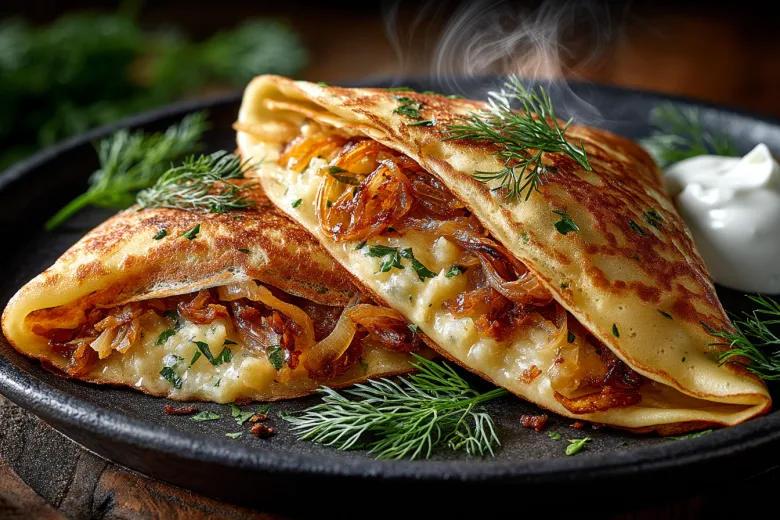 Топовая начинка для блинов: картофельное пюре с жареным луком и зеленью