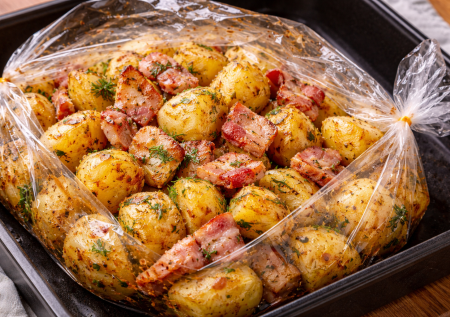 Картошка с салом в рукаве — сочная, ароматная и без лишней возни. Закиньте в духовку и отдыхайте