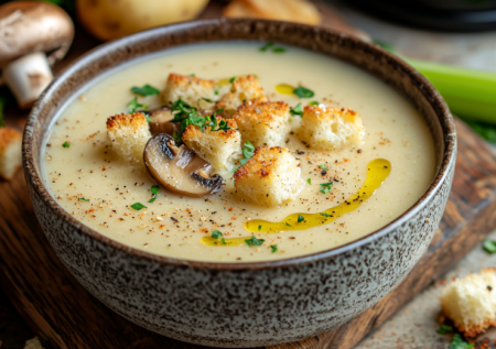 Этот суп спасает, когда за окном минус! Грибной суп-пюре с гренками — нежный, согревающий, объедение