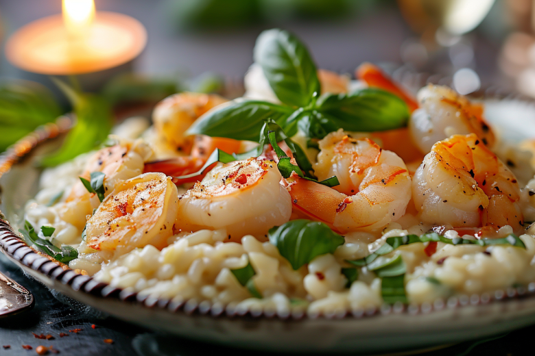 Ужин при свечах в романтическом стиле: сливочное ризотто с гребешками