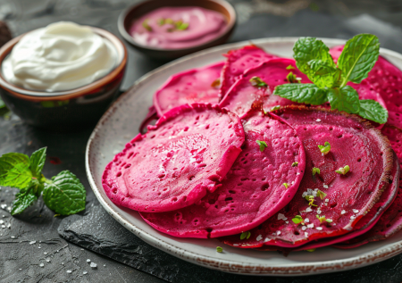 Цветные блины на свекольном соке: простая хитрость шеф-поваров