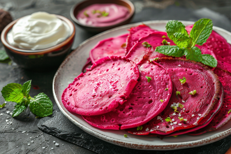 Цветные блины — подаем пурпурную выпечку и удивляем гостей