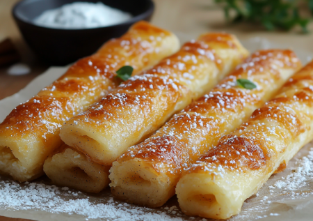 Жарю гренки по-новому: раскатываю скалкой и кладу начинку. Через 5 минут на столе хрустящие трубочки с нежной серединкой