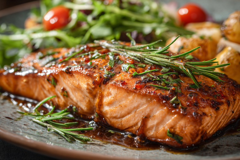 Запеченная горбуша с ярким соусом