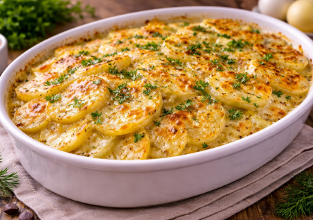 Картошечка такая, что ахнете! Картофель по-французски в сливочно-сырном соусе — нежные лепестки, которые тают во рту