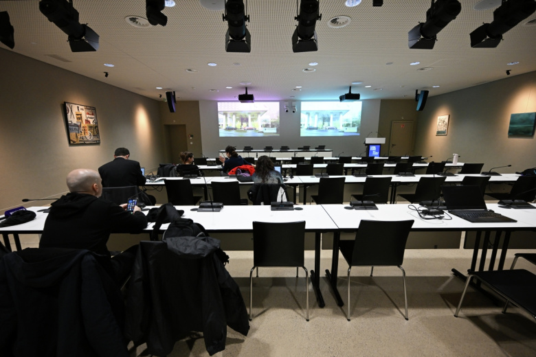 Пресс-центр отеля «Интерконтиненталь» в Женеве, где 17-18 февраля пройдет новый раунд переговоров представителей России, США и Украины