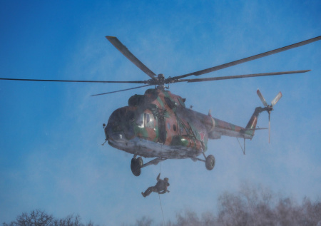 Спецназ Росгвардии отработал десантирование в лесу на учениях в Подмосковье