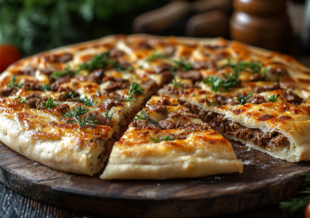 Чуду с мясом и луком по-горски — тесто тоньше бумаги, начинка сочная. Жарю без масла, а тает во рту