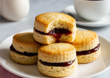 Английские сконы с джемом — мука, масло, варенье. Простейшая выпечка к чаю