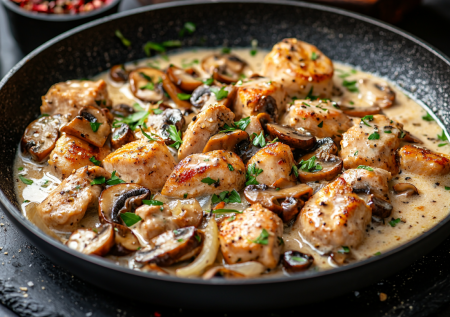 Благодаря этому рецепту полюбила грудку — теперь не нужно давиться сухим мясом: фрикасе из курицы