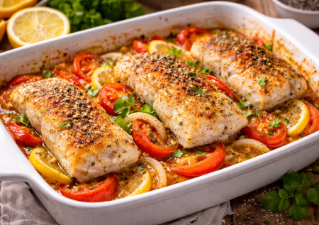 Минтай получается как дорогая рыба — готовлю с луком, помидорами и интересным соусом. Превращаем бюджетную рыбку в ресторанный шедевр