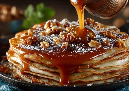 Как приготовить сладкие блины: искушение с карамелью и хрустящими орехами