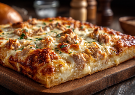 Две пачки творога и баночка тунца — смешиваю и запекаю: белковая пицца