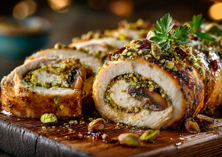 Забудьте про магазинные рулеты! Готовлю сам: куриное мясо, грибы и фисташки под хрустящей корочкой. Нарезаю на праздник — все просят добавки