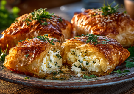 Завтрак-шедевр: хрустящие конвертики из теста фило с творогом, моцареллой и яйцом. Выглядят нереально, готовятся за 20 минут