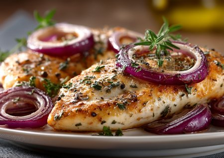 Заворачиваю грудку с кольцами лука в пергамент и жарю — сочная курица без масла гарантирована