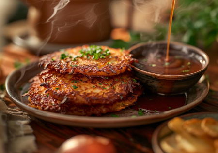 Семейный стол на Прощеное воскресенье: ароматные драники с соусом