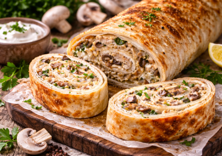 Намажьте фарш на лаваш — и в духовку: через 20 минут вкуснейший рулет готов — лёгкий ужин без лишних калорий