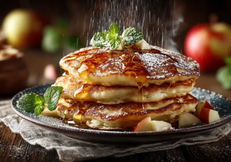 Завтрак чемпионов: пышные постные оладьи с яблоком — вкуснее обычных