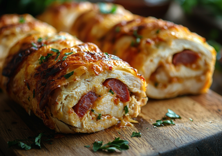 Запекаю сочные кальцоне с разными начинками. 3 варианта: песто, пепперони и индейка