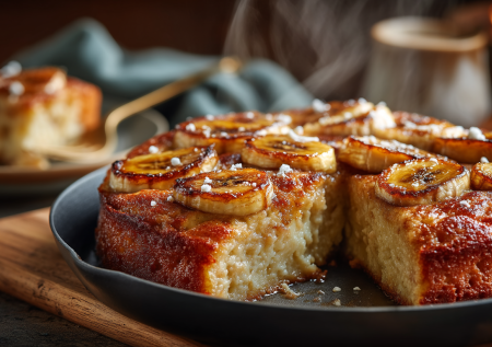 Банановый пирог без духовки — нежный десерт на сковороде за 30 минут из 150 мл молока и 150 г муки