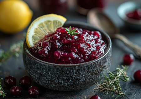 Смешиваю бруснику с апельсином и имбирём — острый соус к индейке и сырам, который сводит с ума гурманов