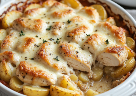 Набросала курицу с картошкой в форму, залила сливками и в духовку — ужин улетел быстрее, чем я накрыла на стол